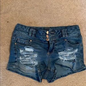 High waisted ripped Jean shorts